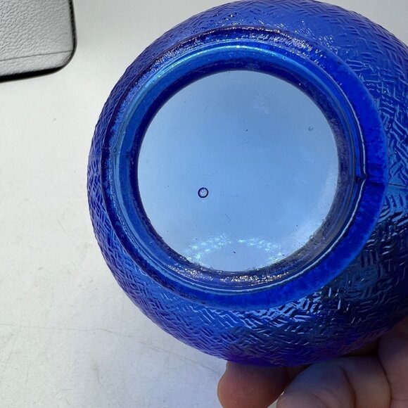 Vintage Cobalt Blue Glass Dish with Kissing Birds Lid c1950's - Picture 9 of 12